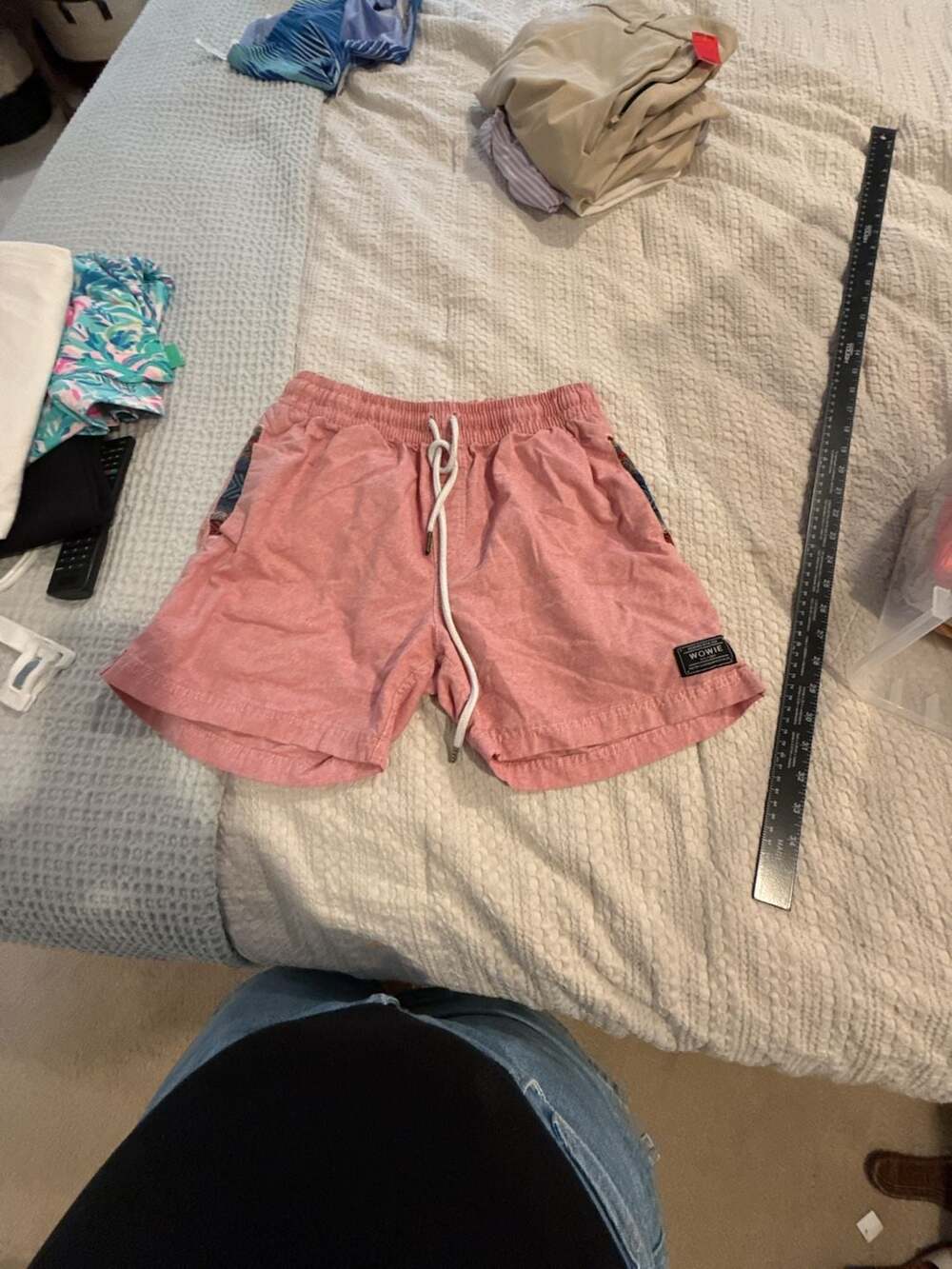 Wowie Men's Flow Shorts in Pink with Tribal Print Detail